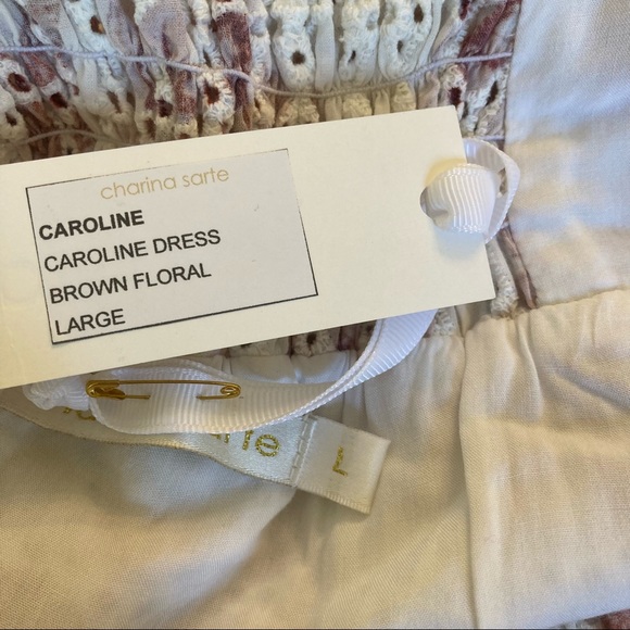 CHARINA SARTE Caroline Brown White Floral Lace Dress NWT - Picture 10 of 16